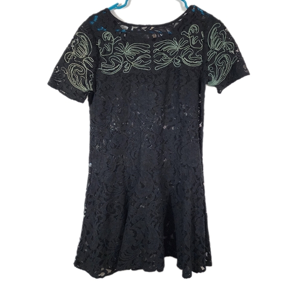 Free People boho black lace mini dress - Picture 3 of 5